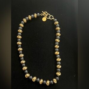 Anne Klein Glass Bead and Gold Tone Knot Necklace